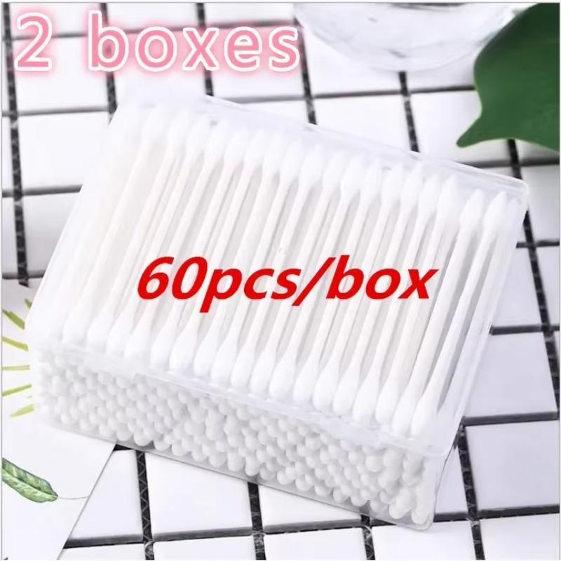 60pcs/Boxes Disposable Double Ended Cotton Swab Ear Cleaning Stick Cleaning  Health Care Cleaning Makeup Tools  Beauty Makeup