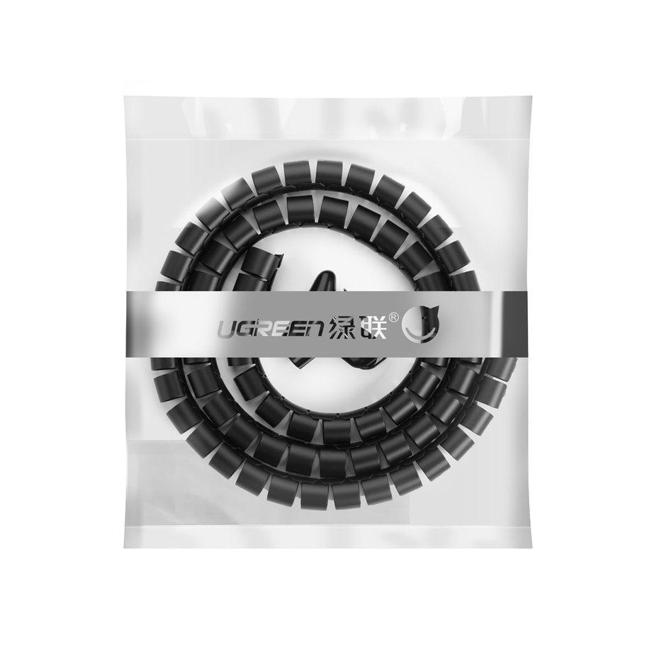 Ugreen 3-Meter Cable Organizer Sleeve - Flexible & Durable Black Cord Management Solution
