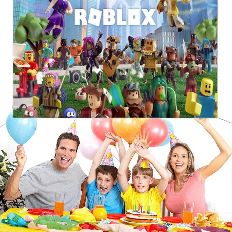 Roblox Boys' Game Birthday Party Decoration Banner 5x3 Ethylene Photography Backdrop Cloth