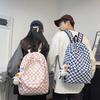 2021 Stylish Black & White Plaid Backpack for Middle and High School Students - Trendy Japanese-Inspired Women's Double Shoulder Bag