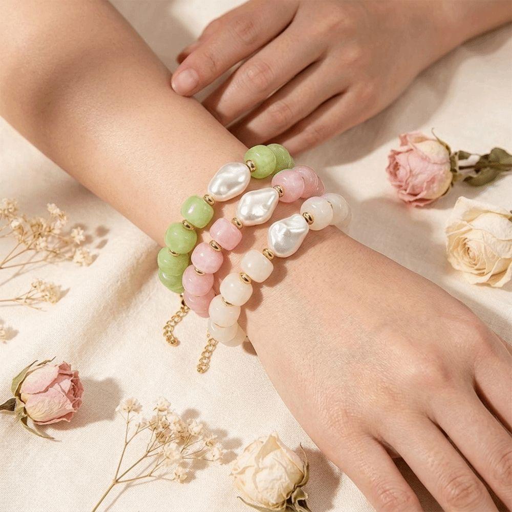 Colorful Design Beaded Bracelets Chunky Beads Handmade Jewelry Statement Resin Bracelet For Women