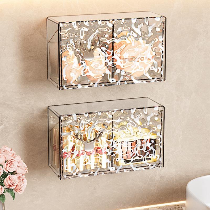 Aufbewahrungsbox für Wattepads Haushalts-Badzubehör Tragbares Make-up Transparent Wandmontiert Staubdicht Schützend Täglich Neu