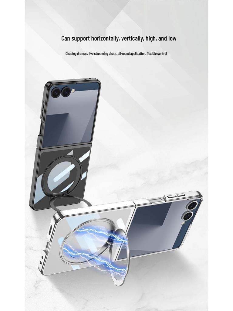 Samsung Z Flip7 Case with Folding Magsafe Rotating Ring Holder and Window Protection