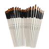 JOWOART Two-tone Nylon Hair Brush Pearl White Wood Pole for Oil Paint for Hair Watercolor Brush for Beginners 6 Pcs/set Art Paint Brush