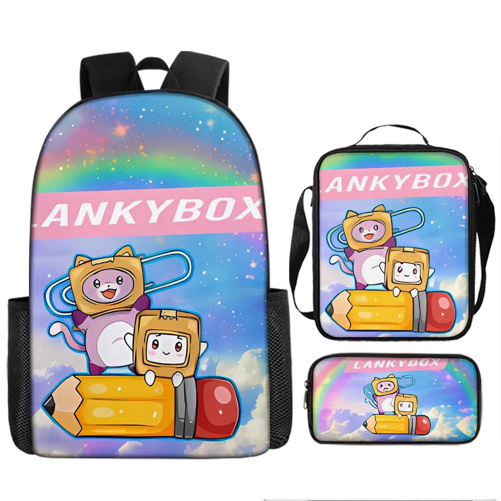 New Roblox Student School Bag Roblox Digital Printing Backpack Three-piece Set Lunch Bag Pencil Case