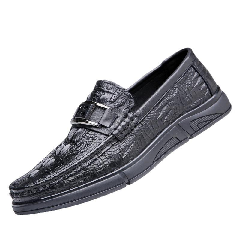 

Spring New Shoes for Men Genuine Leather Casual Shoes Fashion Crocodile Print Flat Leisure Shoes Comfortable Slip-on Loafers 44