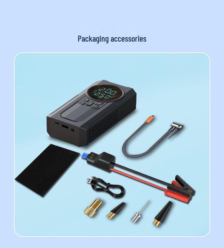High-Power Car Jump Starter with Portable Emergency Power and Inflator