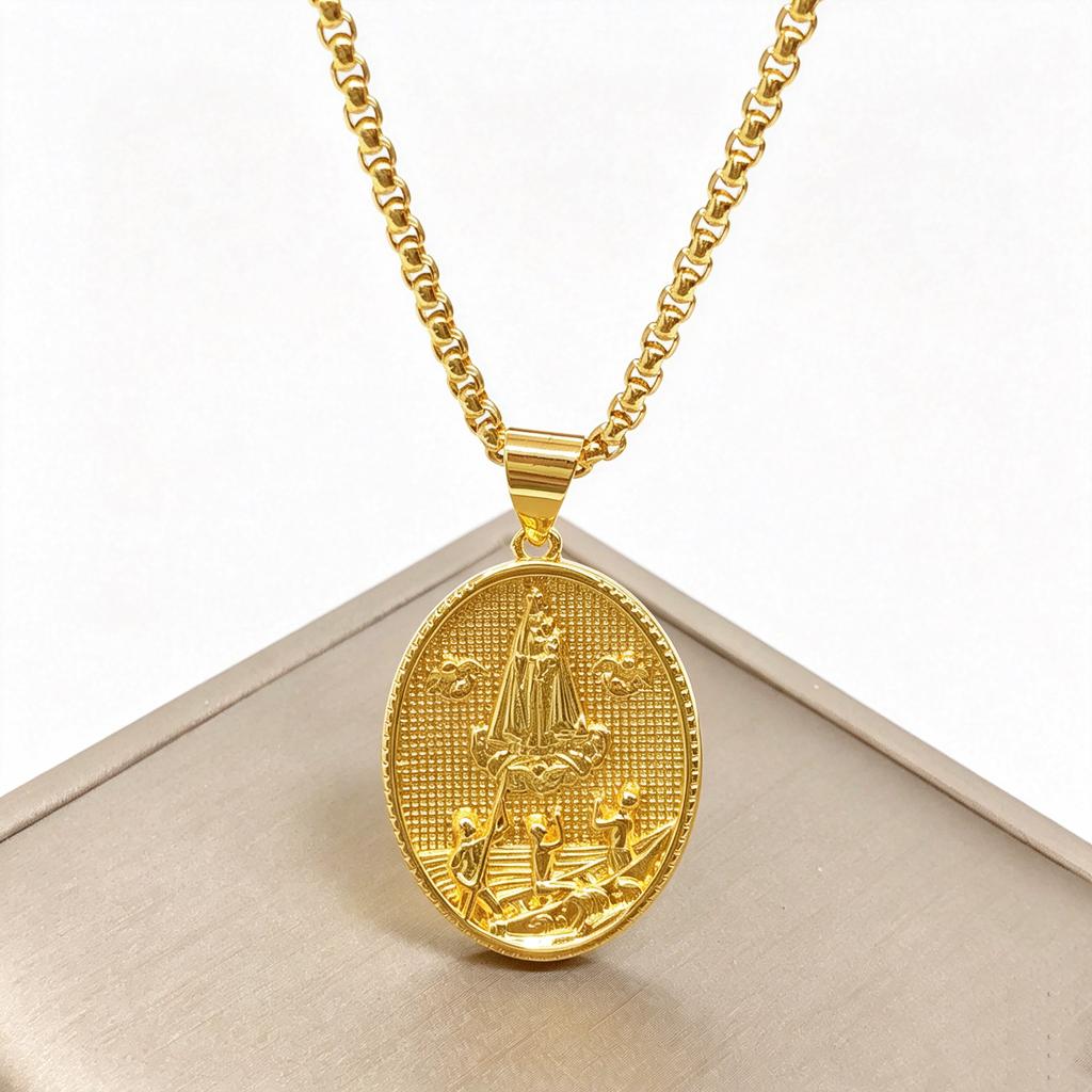 Classic Christian Catholic Jesus Christ Our Lady of Guadalupe Stainless Steel Chain Necklace for Men Women Party Amulet Jewelry