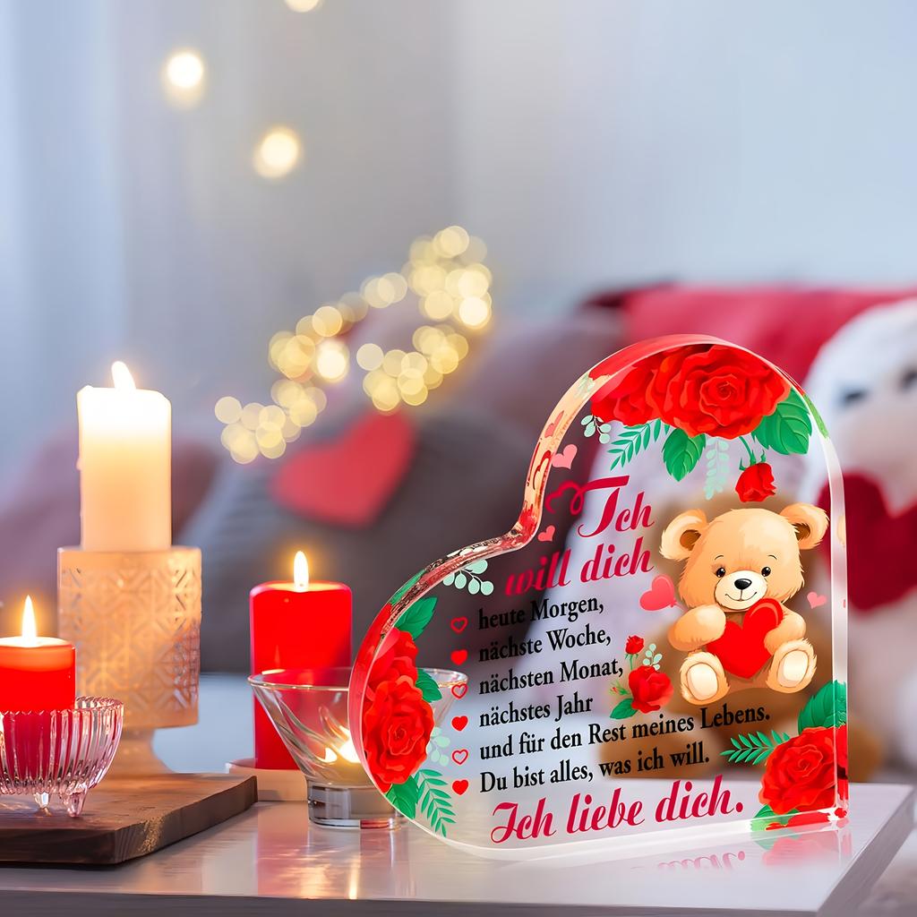1 pz Decorazione a Cuore Acrilica | Regalo Romantico "Ti Amo" per Moglie/Fidanzata, Ideale per San Valentino, Anniversario, Compleanno - Acrilico da Tavolo