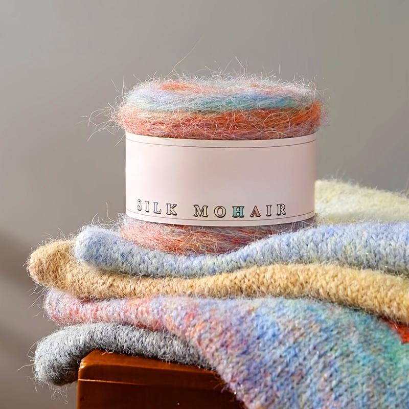 1PC Thread Multi-element Real Silk Pure Cotton Gradient Color Multi-functional Hand Woven Knit Yarn Handmade Gift