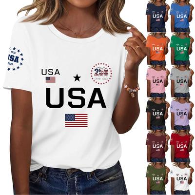 Women's Fashion Casual Printed Short Sleeve Round Neck Pullover Tops