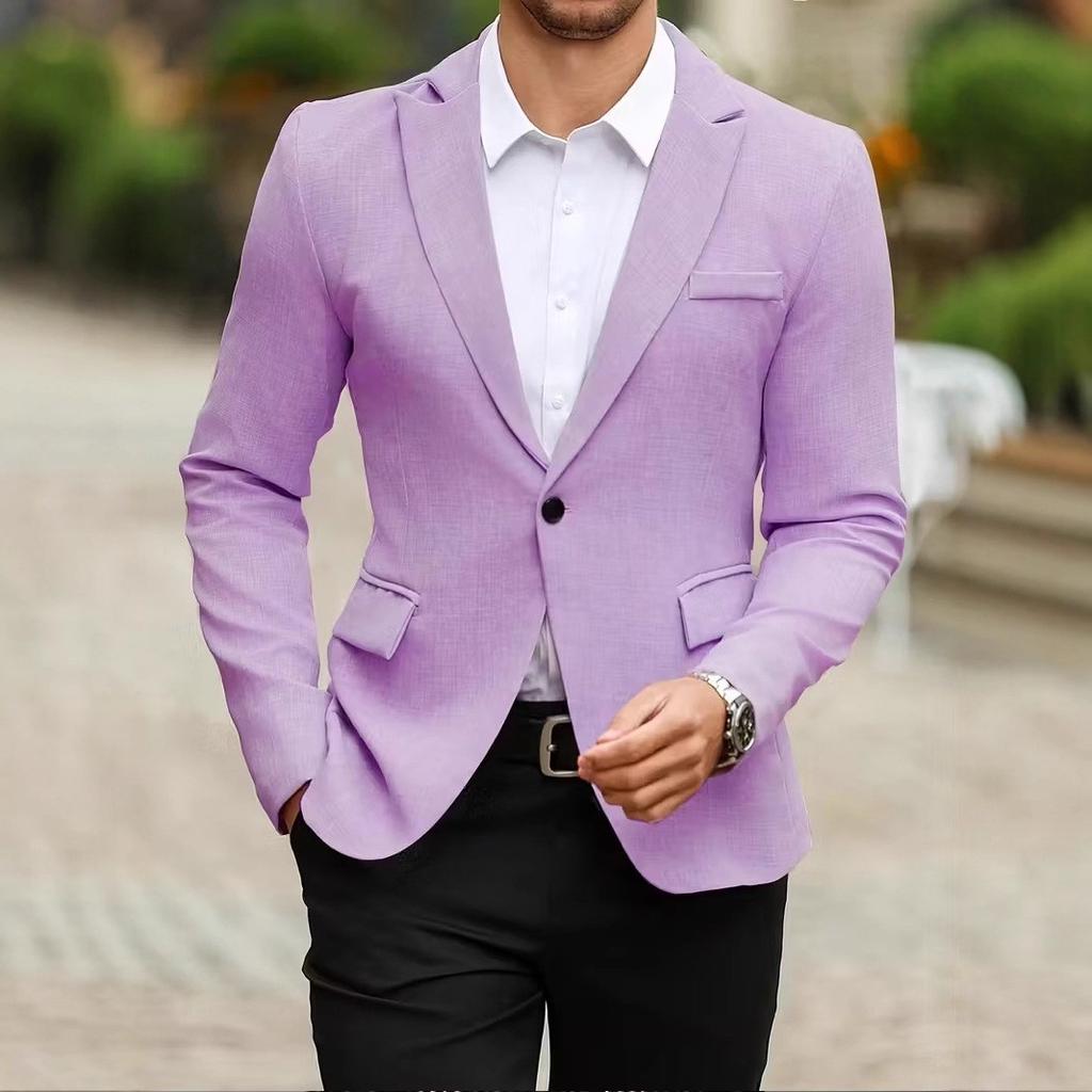 Herbst Neue Herren Freizeitanzugjacke, Herren Slim Fit Anzugkragen, Anzug mit Innenfutter und Tasche