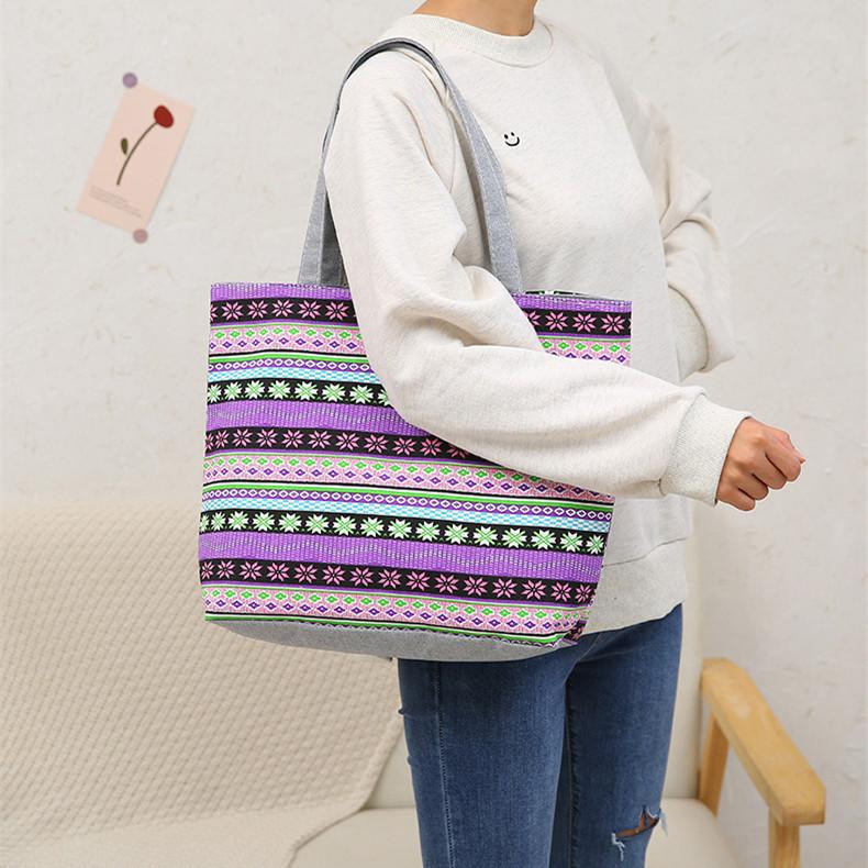 New Canvas Bag Large Capacity Shoulder Women's Bag Printed Handbag Tote Bag Literary Canvas Bag