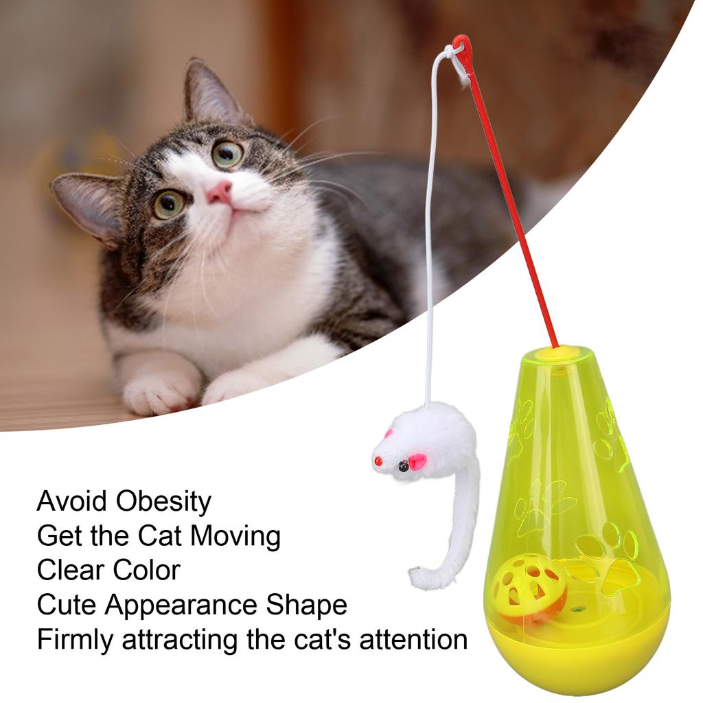 Cat Roly Poly Toy Cat Built In Bell Ball Interactive Snack Toy With Plush Mouse Cat Stick For Indoor Cats Kittens