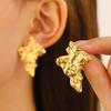 Exaggerated Gold Color Heart Oval Earrings For Women Metal Earing Jewelry Trending Irregular Wrinkled Geometric Earrings