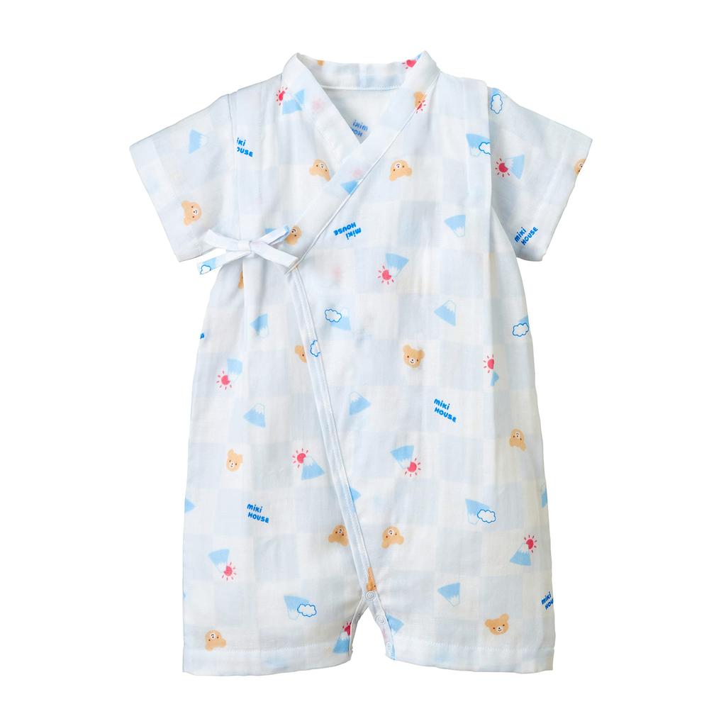 MIKI HOUSE Jinbei Short Made In for Boys and Baby Size Small Blue Romper, Sleeve, Japan, Gauze, Girls, Newborn, Baby, Kids, Clothes, Children's