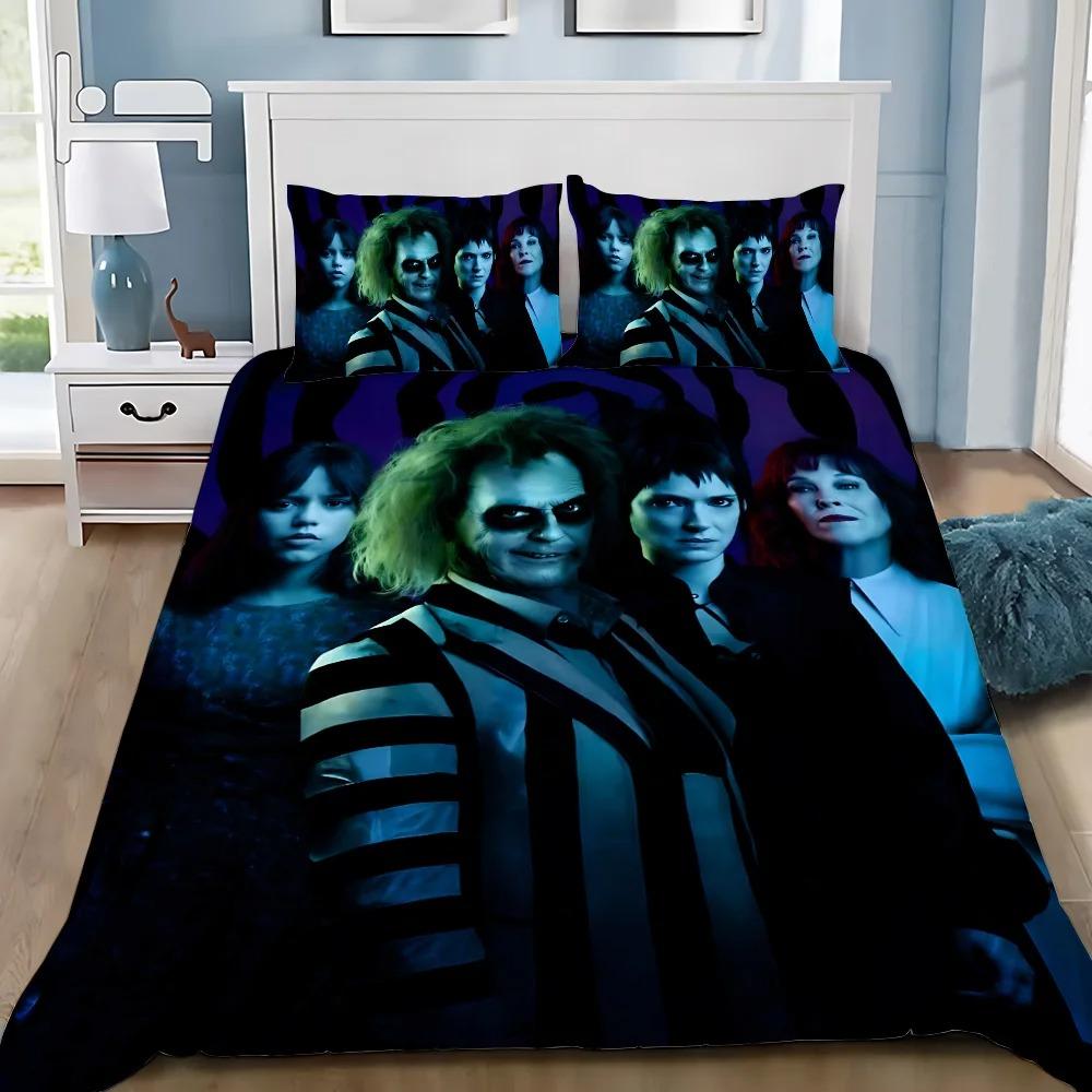 Duvet Cover Pillowcase Bedding Set Horror B-Beetlejuices Adult Boy Girl Bedroom Decoration Children Single Double Large Size