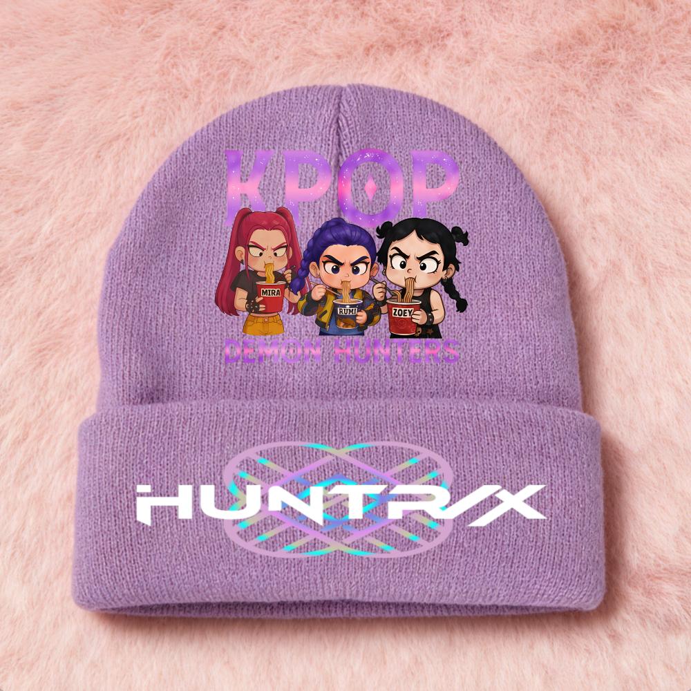 Latest KPop Demon Girls Knitted Hats Kpop Hunter Cartoon Children Headgear Cotton Cold Season Adorable Hat Anime Children Navidad Birth Date Gifts