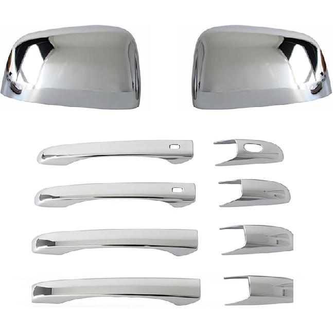 AUCERAMIC Chrome Side Mirror Covers and Door Handle Covers Fit for 2011- Jeep Grand Cherokee for  Jeep Grand Cherokee WK for 2011-2024 Dodge Durango Chrome