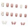 French Heart Bow Sweet Girl Whitening Detachable Nails - 24 Pieces