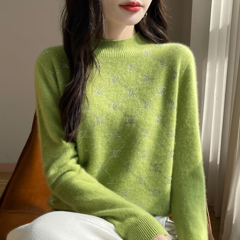 

Женский кашемировый свитер Qinghe кашемир 30% кашемир 70% шерсть осенне-зимний пуловер теплый и модный XXL ярко-зеленый