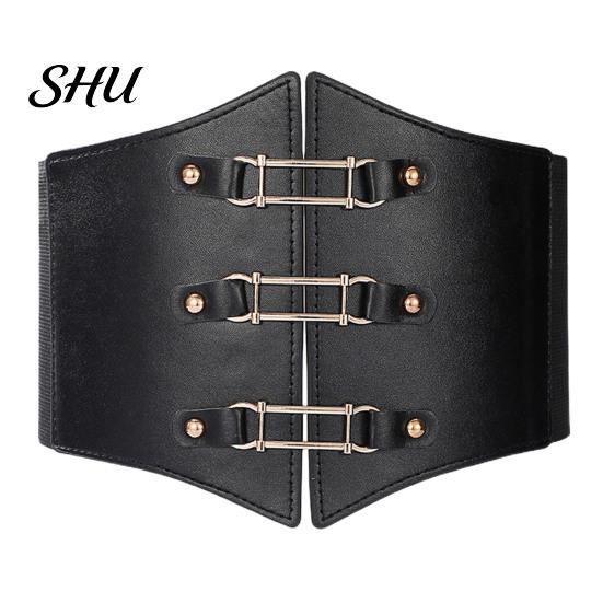 Body Belt Solid Color Retro Elastic Women Corset Exquisite Fine Craftsmanship Faux Leather Lace-up Buckle Wide Clothes Accessories Dress