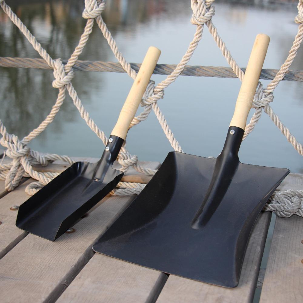Iron Dustpan Ash Shovel Wooden Handle Gardening Tools Wood Burner Accessories  Fireplace Cleaning