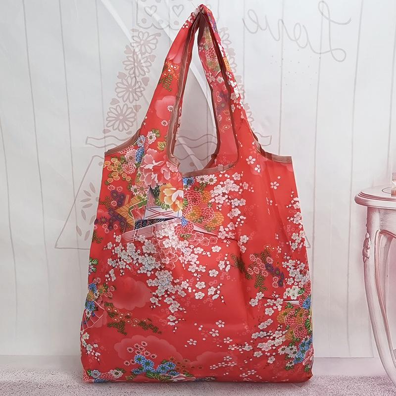 

Средняя складная экологичная клетчатая полосатая нейлоновая хозяйственная сумка - корейский стиль