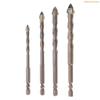 K1AE 6/8/10/12mm Eccentric Drill Bits Four Eccentric Twist Drill Bit Set High Hardness Bevel Tip Serrated Drill Bits