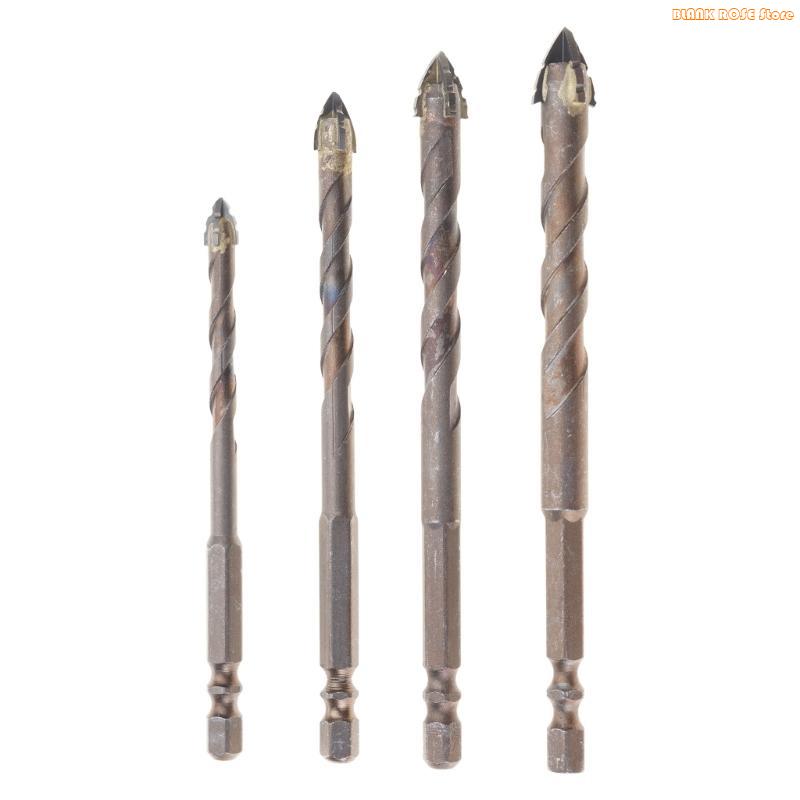 K1AE 6/8/10/12mm Eccentric Drill Bits Four Eccentric Twist Drill Bit Set High Hardness Bevel Tip Serrated Drill Bits