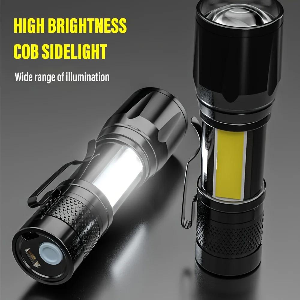 LED Strong Light Flashlight Rechargeable Multi Functional for Long Range Portable Outdoor Home Mini Flashlight Cap Clip Light