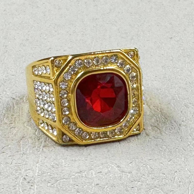 Hip hop Fashion Men's Classic Gold Color Ring Luxurly  rhineStone Rings for Men Party Wedding Ring Anniversary Gift
