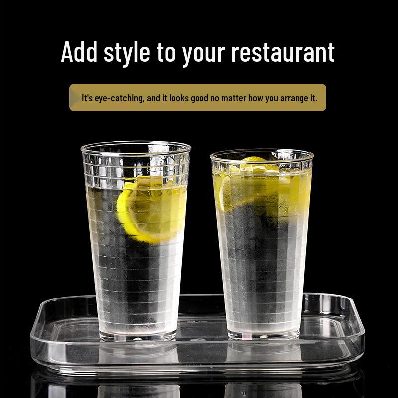 Acrylic Drop-Resistant Plaid Cup for Water, Milk Tea, Juice, Beer - Ideal for Commercial and Self-Service Restaurants.