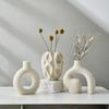 3pcs Boho Ceramic Vase Set, Geometric Pattern, Ideal for Trendy Home Decor, Living Room, Entryway, Coffee Table - No Battery Required, Decorative Gift