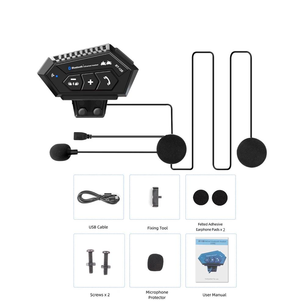 

Motorcycle Intercom Helmet Headset Stereo Bluetooth 5.4 Earphone Wireless Handsfree Mic Headphones Music Player For Motorbike Rider Helmet Accessories CHINA ракета металевого кольору