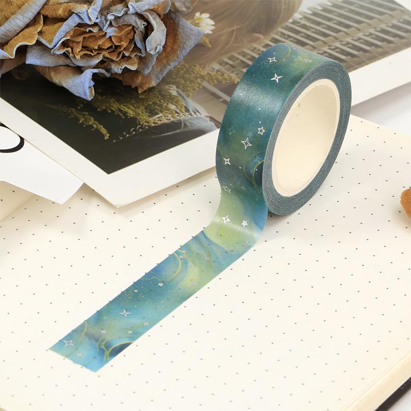 2023 NEW 1X 10M Decor Colorful Galaxy Cloud Silver Stars Washi Tape Set for Scrapbooking Planner Masking Tape papelería kawaii