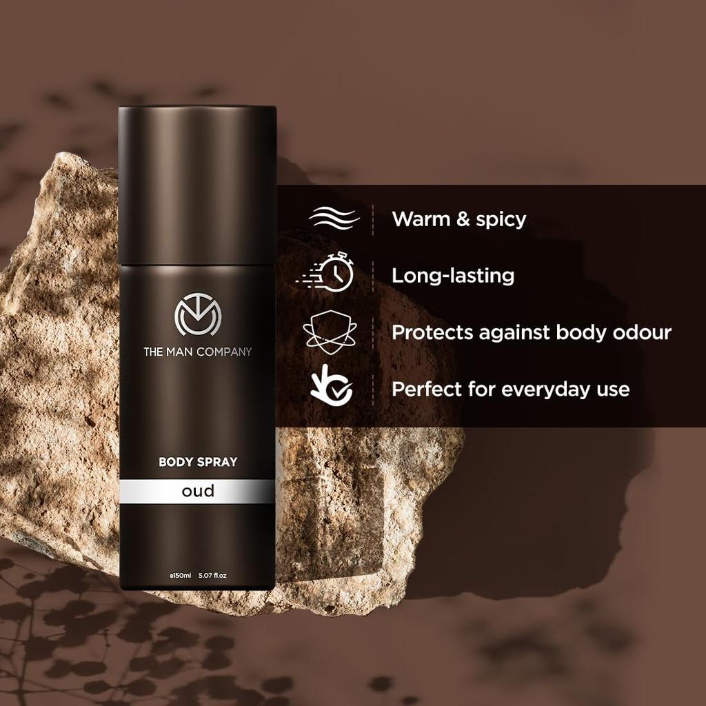 The Man Company Oud Deodorant for Men - 150ml | Premium Long-Lasting Fragrance Body Spray | Perfect Deo For Everyday Use | Gift for Him