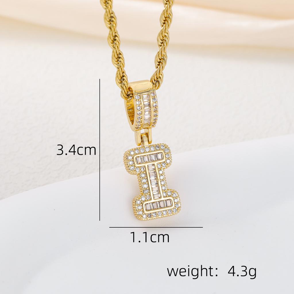 2025 New Initial Letter Necklace Women Men Cubic Zirconia Initial Pendant Necklace Rope Chain English A-Z Letter  Gift