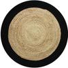 FUNNY JUTE - Tapis salon ou chambre en jute naturel rond diamètre 90 cm - Bord Noir