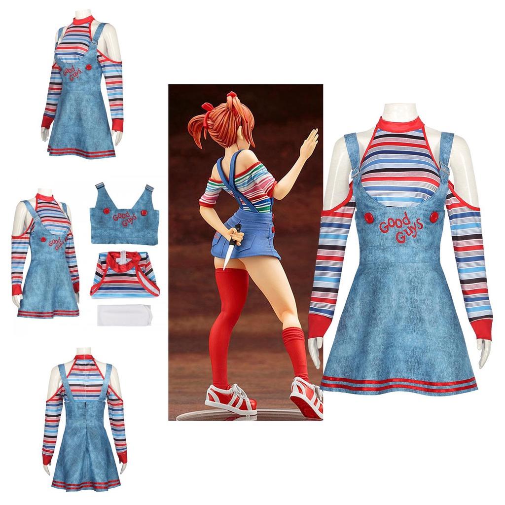 Sweet Dada Circus Clown Costume Halloween Cosplay Horror Doll Maid Dress Revival Set