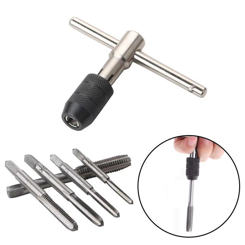 Professional Adjustable Ratchet Tap Holder Wrench Set Hand Tools M3 M4 M5 M6 M8 Machine Screw Thread T-shaped Tap Repair Tools