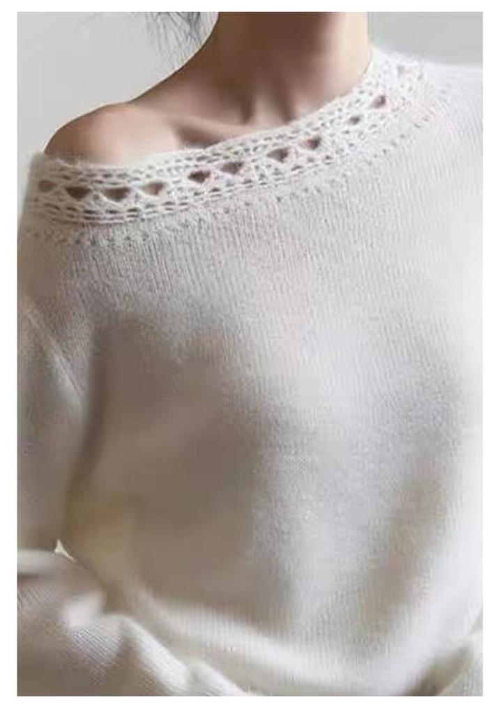 2025 Women's Hand-Crocheted 100% Cashmere Round Neck Slimming Sweater