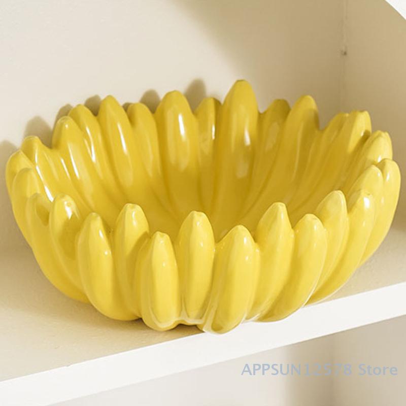 Banana Shaped Ceramic Fruit Bowl Table Plates Kitchen Dishes Tableware Luxury Serving Plates For Salad Snacks Home Decoration