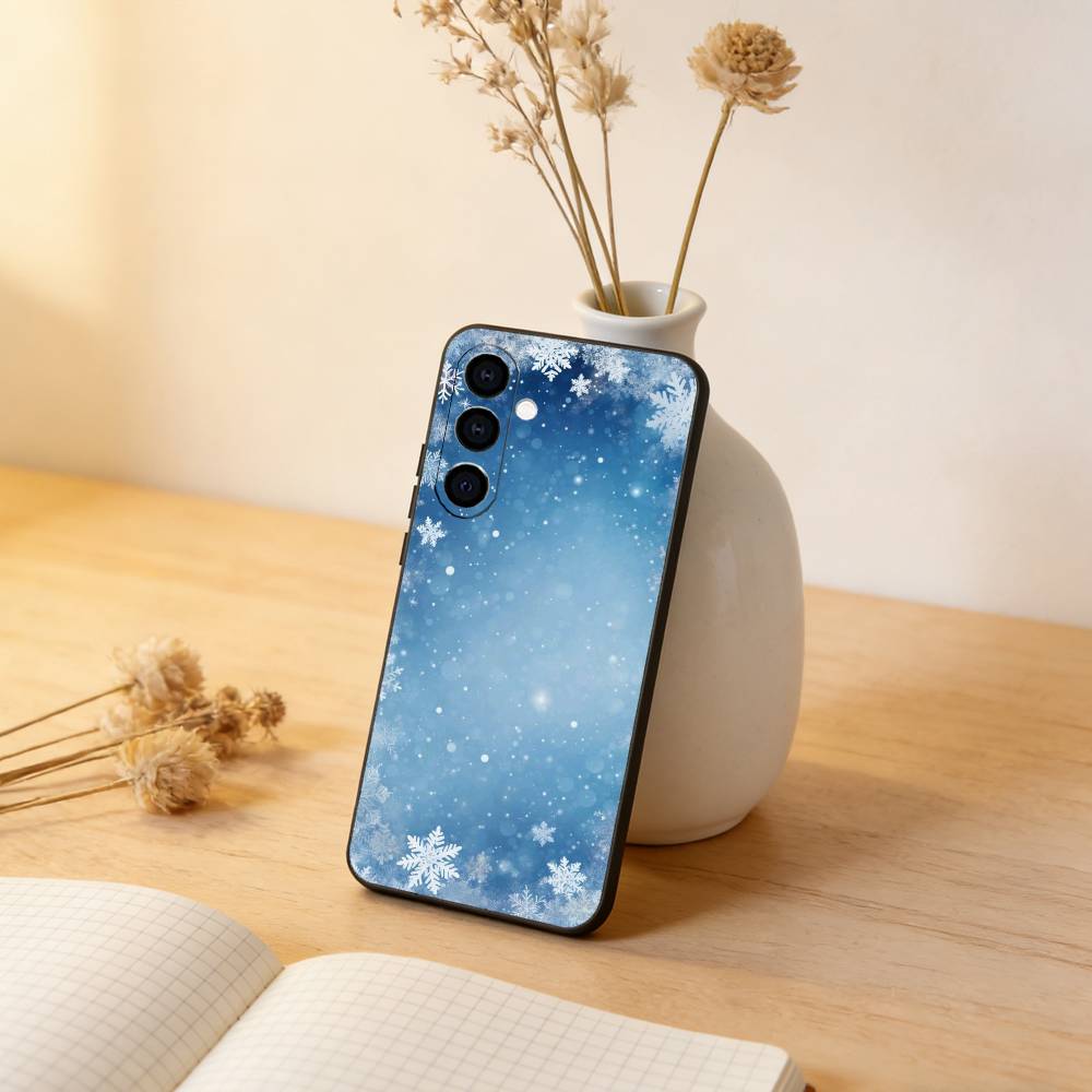 

Beautiful Snowflak Phone Case For Samsung Galaxy A73,A72,A71,A70,A53,A52,A51,Soft Silicone Black Cover Samsung a70