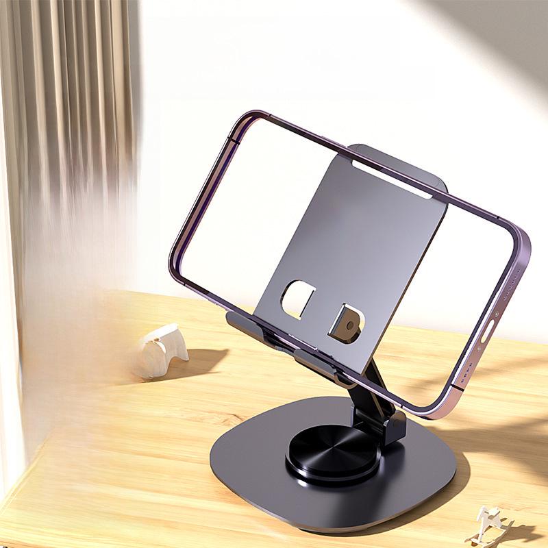 360° Rotating Portable Desktop Phone & Tablet Stand, Foldable for Live Streaming & Displays