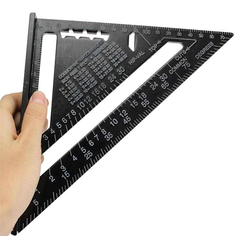 12 Inch Metric Aluminum Alloy Triangle, Protractor with Ruler and Angle, Woodworking Measuring Tool