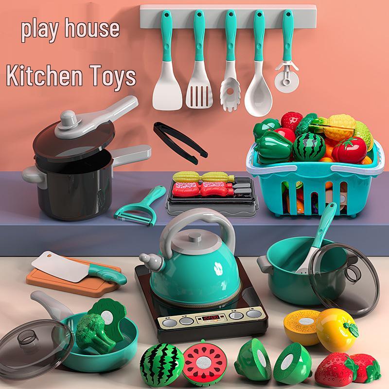

Children s Pretend Play Kitchen Set with Cuttable Fruits & Vegetables
