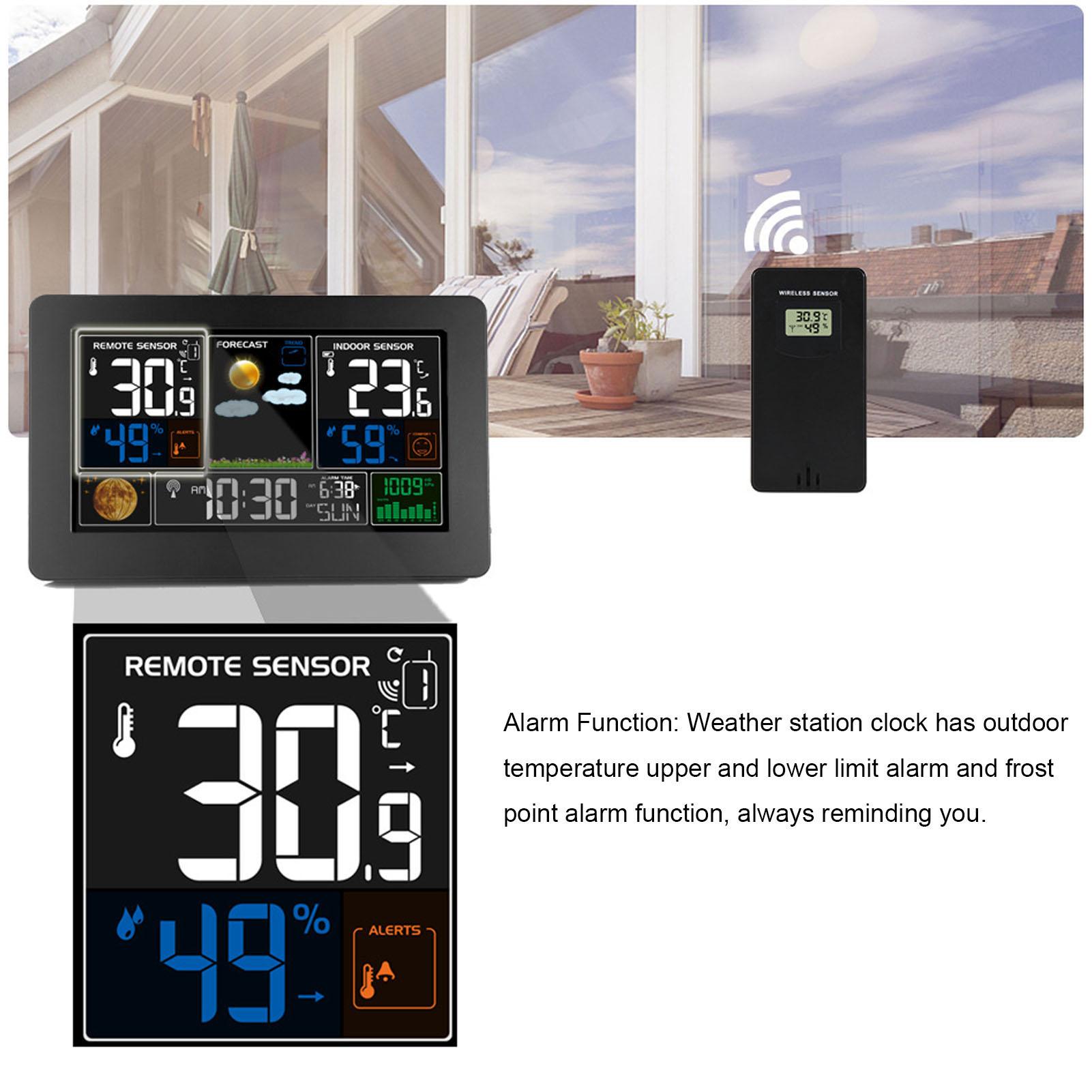 Weather Clock Large Color Screen Multifunction Weather Display Clock for Indoor Outdoor Temperature Humidity Pressure