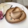 2024 New Thickened Cowboy Hat Vintage Straw Hat Men's and Women's Jazz Large Cowboy Hat Straw Hat Sun Hat Summer Hat
