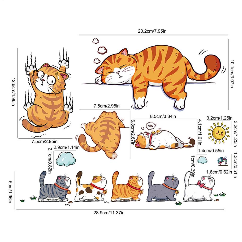 Funny Pet Cat Car Sticker Cat Scratch Car Decal Cute Lazy Cats Humor Bumper Decal Self-Adhesive Car Decoration Cat Theme Sticker
